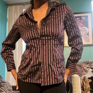 2 for $15 purple & black striped button up